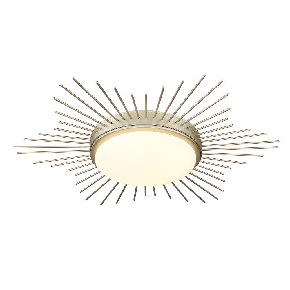 Golden Lighting 9126-FM18 WG-OP Kieran WG Flush Mount - 18" in White Gold with Opal Glass Shade